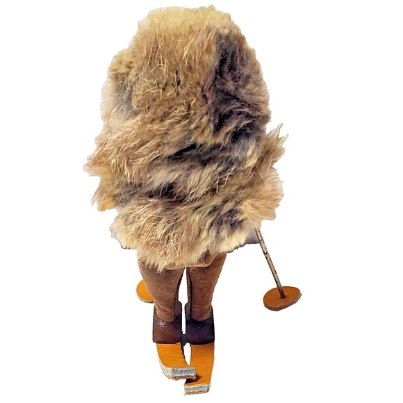 Vintage Polish Skier Doll Real Fur Hood Hand Painted Face Leather Suede - Picture 7 of 16